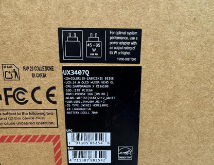 ASUS ZenBook A14 Copilot+ PC 14" OLED Laptop Snapdragon X 16GB RAM 1TB SSD