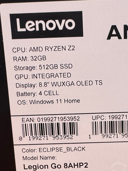 Lenovo Legion Go 2 8AHP2 Console Ryzen Z2 32GB RAM 512GB SSD 8.8 OLED 83N1000NUK