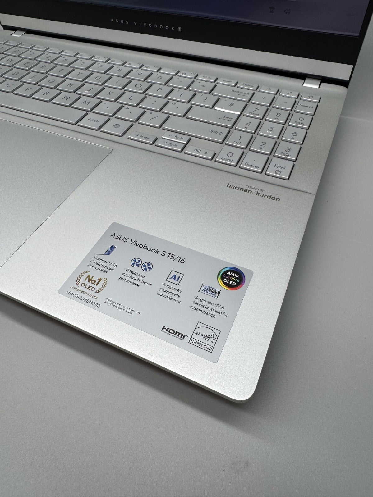 ASUS Vivobook S 15 OLED Laptop B:100% Ryzen AI 9 32GB RAM 1TB SSD M5506WA-MA042W